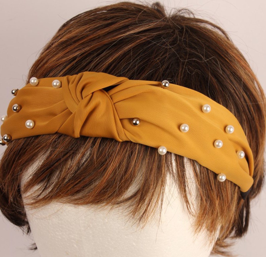 Fashion pearl bead headband mustard Style: HS/4668/MUS image 0